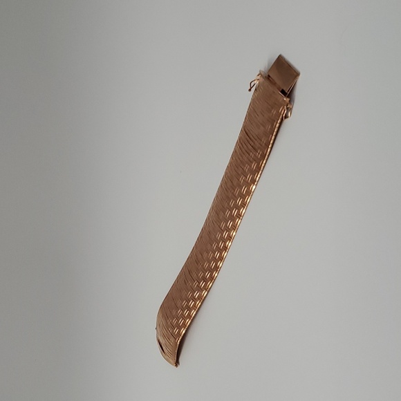 Sterling Silver 925 Wide Bracelet Rose Gold - Picture 3 of 14